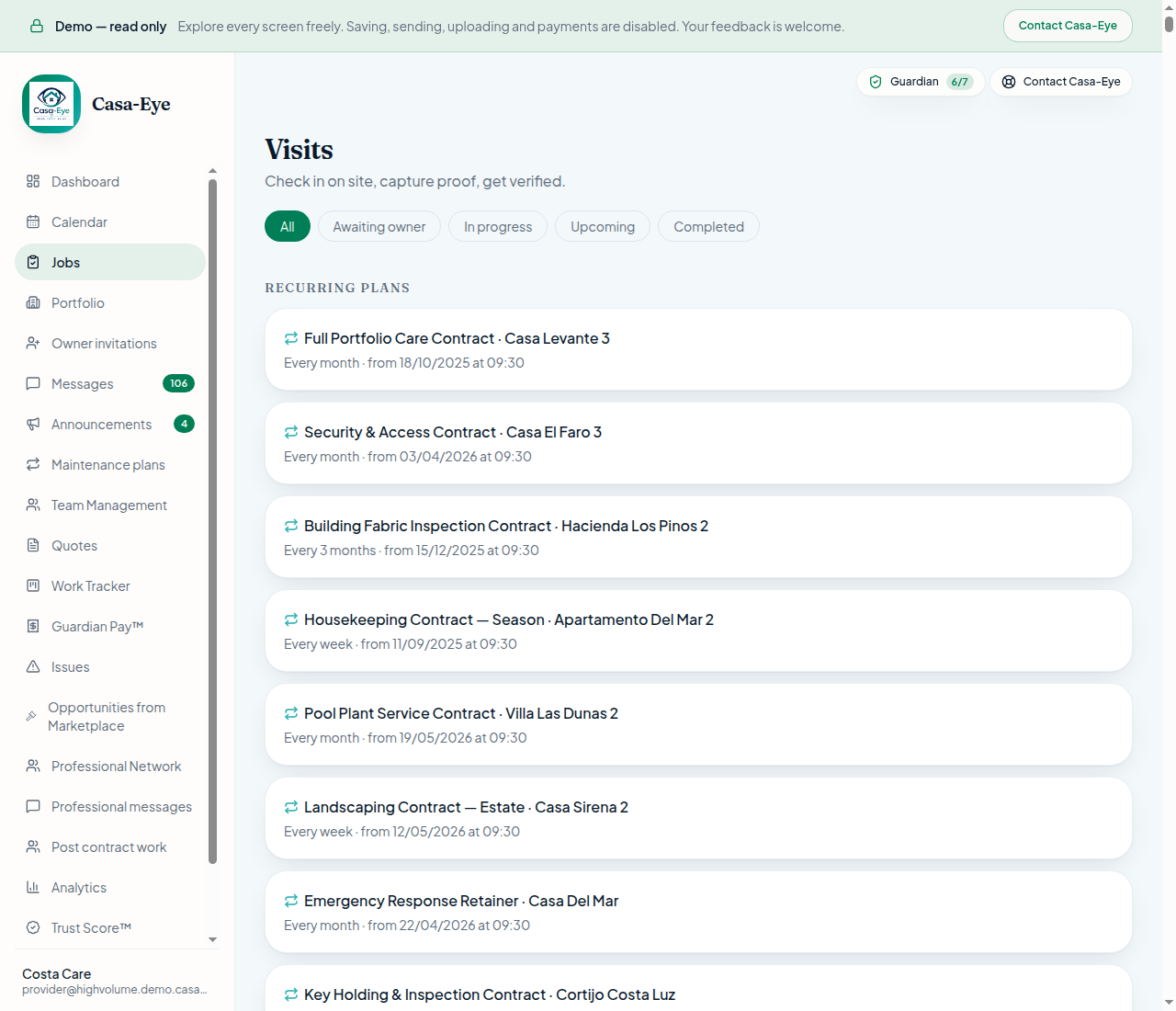 Verified job evidence with arrival, completion and photo records