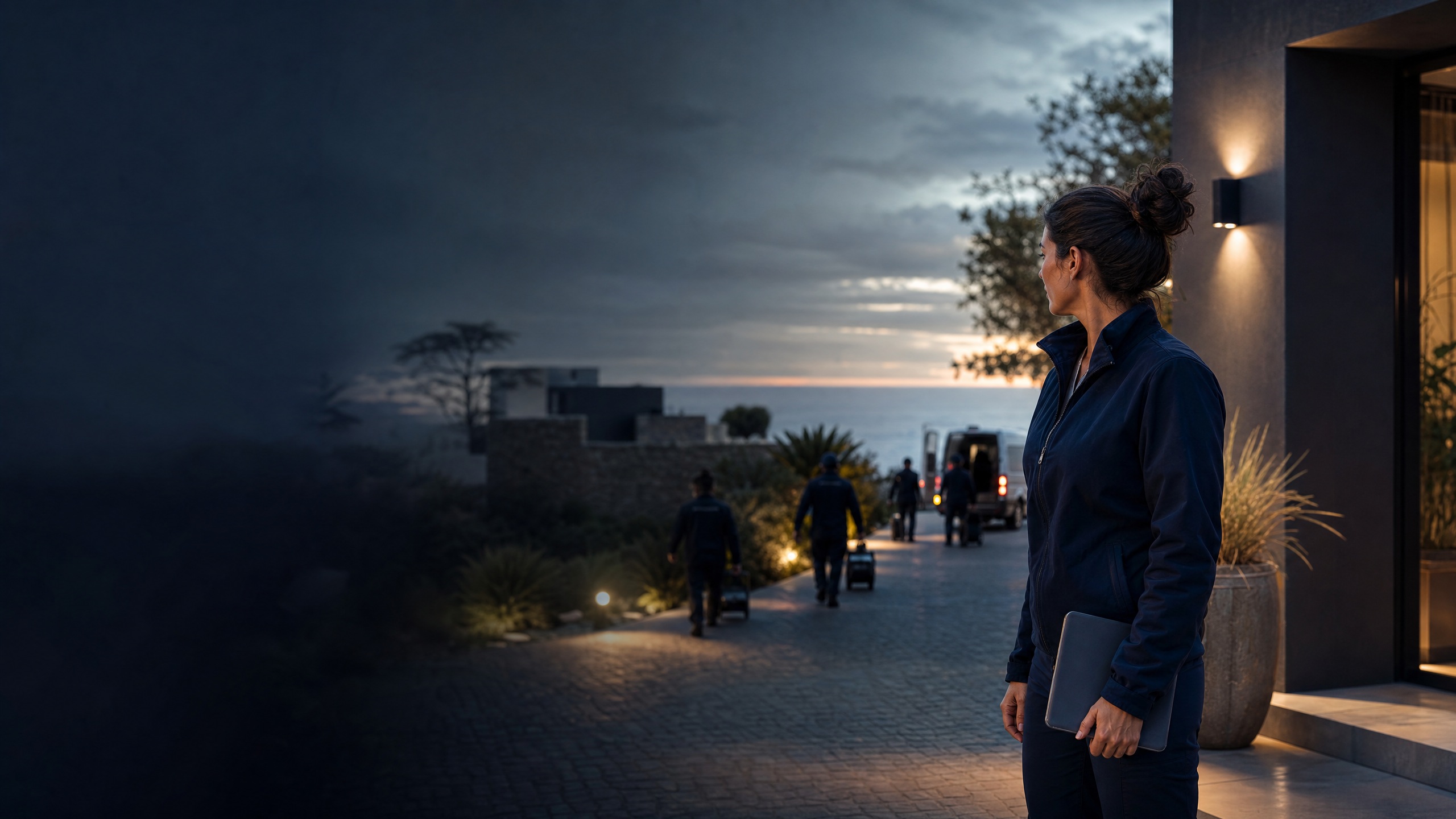 A property care provider team leader outside a managed property