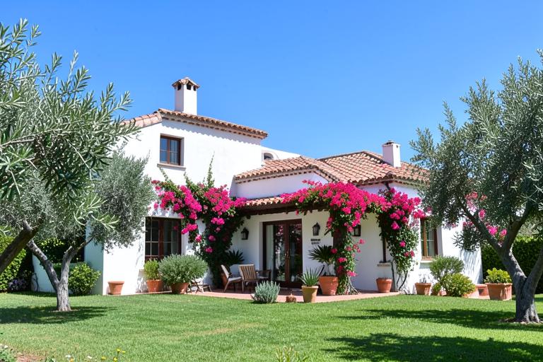 A well maintained Andalusian villa with olive trees